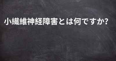 小繊維神経障害とは何ですか？