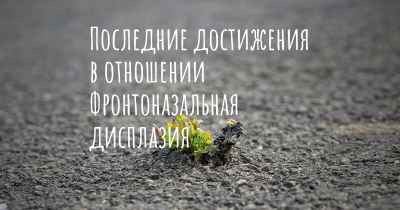 Последние достижения в отношении Фронтоназальная дисплазия