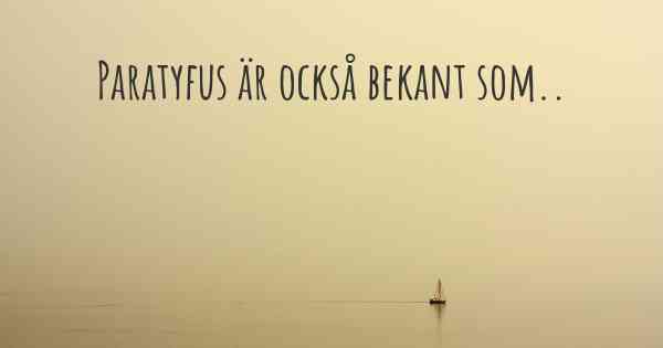 Paratyfus är också bekant som..